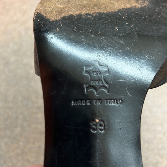 Andrew Stevens Vintage slide on Black and Red heels Size 39 US 8 made in Italy - Picture 10 of 14